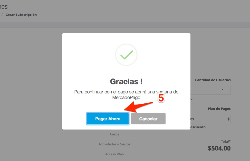 AbogadoUP método de pago paso 3